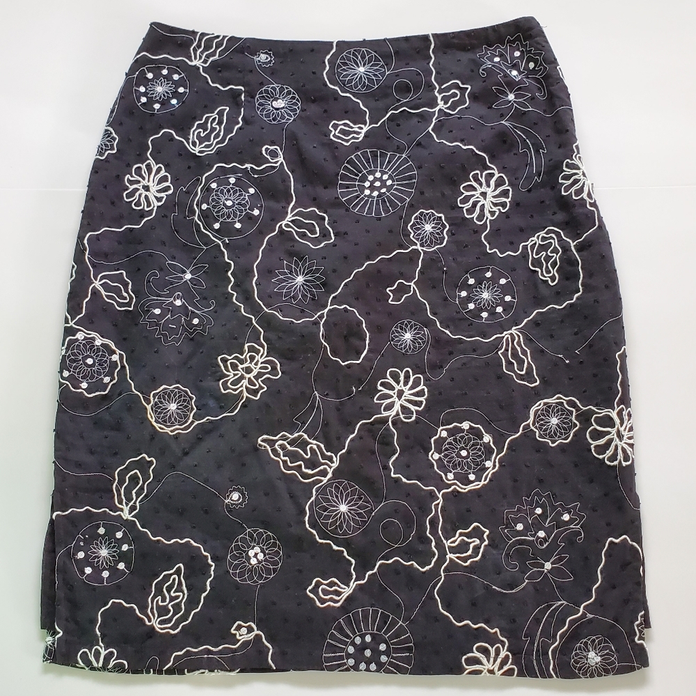 ts dixin Embroider S2 Cotton ALine Skirt